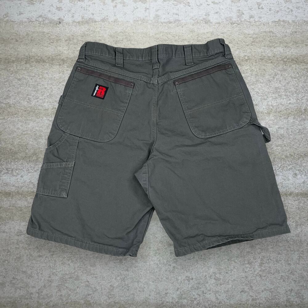 Vintage Y2K Wrangler Riggs Carpenter Shorts 34x10 Olive Green Cotton 10" Inseam